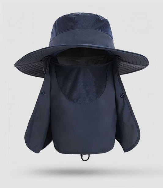 Home Prefer Outdoor UPF50+ Mesh Sun Hat Wide Brim Fishing Hat with Neck Flap Sun Hat for Men Women,Navy