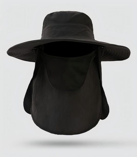 Home Prefer Outdoor UPF50+ Mesh Sun Hat Wide Brim Fishing Hat with Neck Flap Sun Hat for Men Women,Black