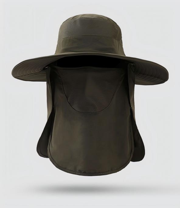 Home Prefer Outdoor UPF50+ Mesh Sun Hat Wide Brim Fishing Hat with Neck Flap Sun Hat for Men Women,Army Green