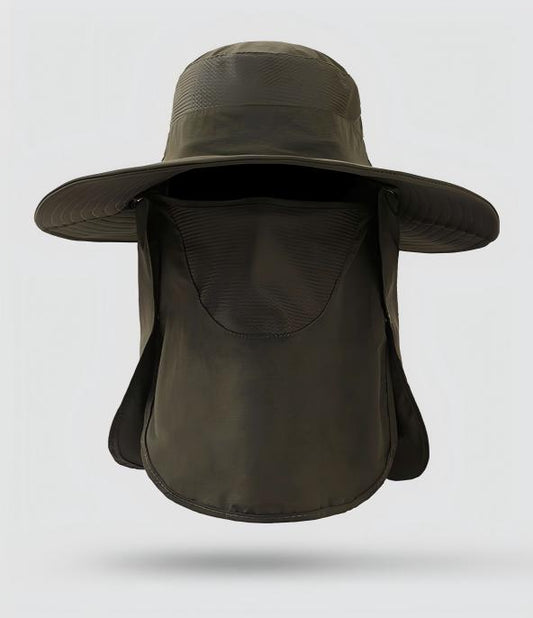 Home Prefer Outdoor UPF50+ Mesh Sun Hat Wide Brim Fishing Hat with Neck Flap Sun Hat for Men Women,Army Green
