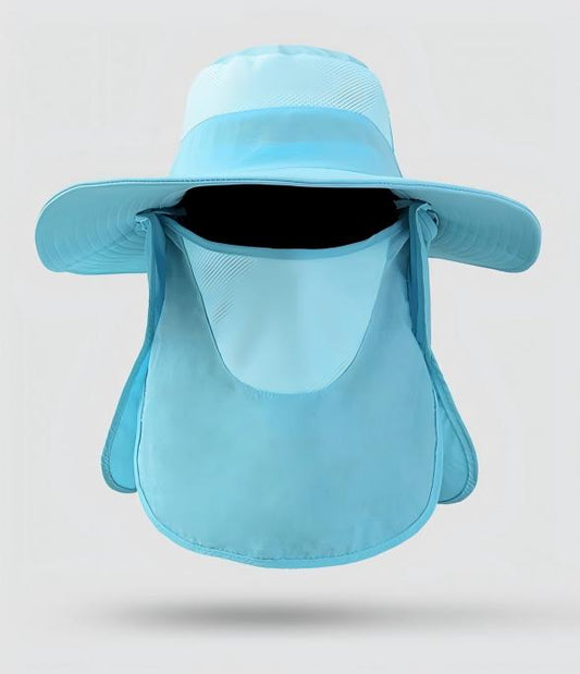 Home Prefer Outdoor UPF50+ Mesh Sun Hat Wide Brim Fishing Hat with Neck Flap Sun Hat for Men Women,Sky Blue