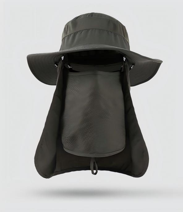 Home Prefer Outdoor UPF50+ Mesh Sun Hat Wide Brim Fishing Hat with Neck Flap,Mesh veil Sun Hat for Men Women,Army Green