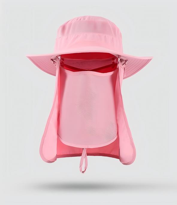 Home Prefer Outdoor UPF50+ Mesh Sun Hat Wide Brim Fishing Hat with Neck Flap,Mesh veil Sun Hat for Men Women,Pink