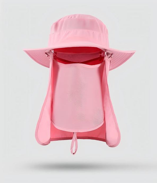 Home Prefer Outdoor UPF50+ Mesh Sun Hat Wide Brim Fishing Hat with Neck Flap,Mesh veil Sun Hat for Men Women,Pink
