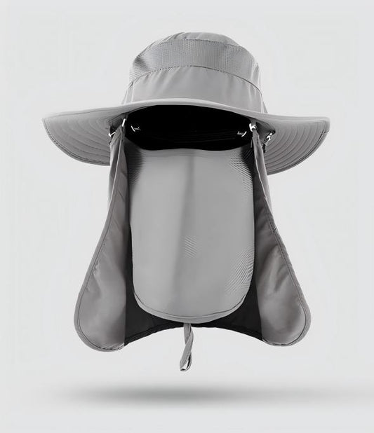 Home Prefer Outdoor UPF50+ Mesh Sun Hat Wide Brim Fishing Hat with Neck Flap,Mesh veil Sun Hat for Men Women,Dove