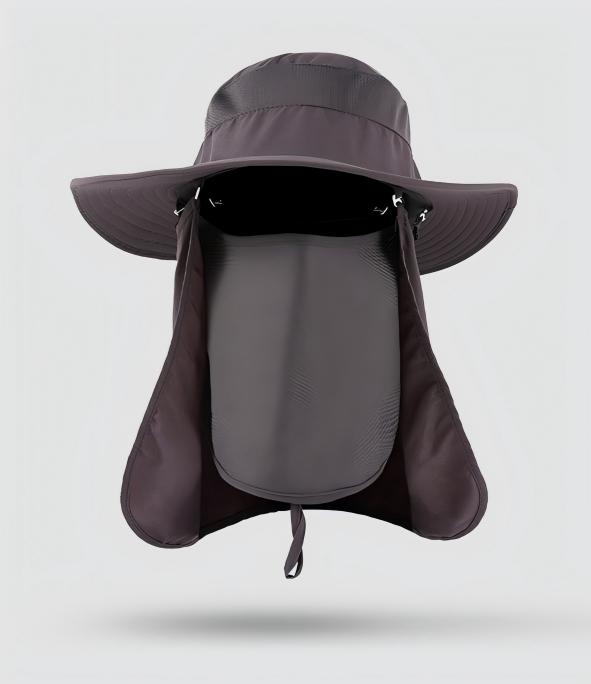 Home Prefer Outdoor UPF50+ Mesh Sun Hat Wide Brim Fishing Hat with Neck Flap,Mesh veil Sun Hat for Men Women,Grey