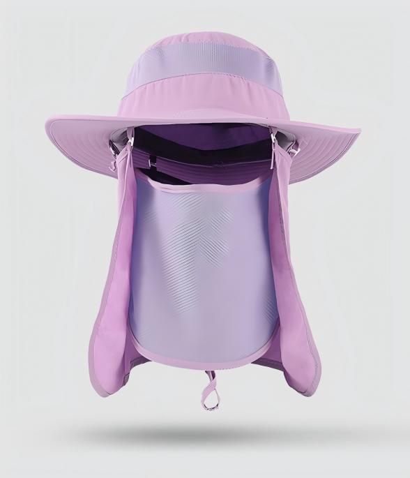 Home Prefer Outdoor UPF50+ Mesh Sun Hat Wide Brim Fishing Hat with Neck Flap,Mesh veil Sun Hat for Men Women,Purple