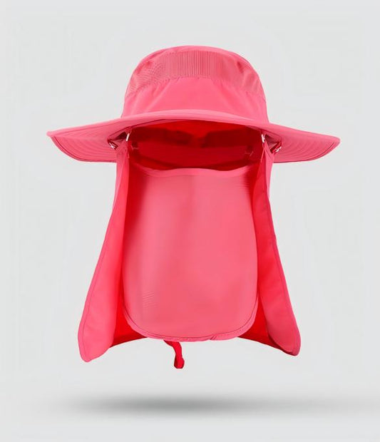 Home Prefer Outdoor UPF50+ Mesh Sun Hat Wide Brim Fishing Hat with Neck Flap,Mesh veil Sun Hat for Men Women,Watermelon