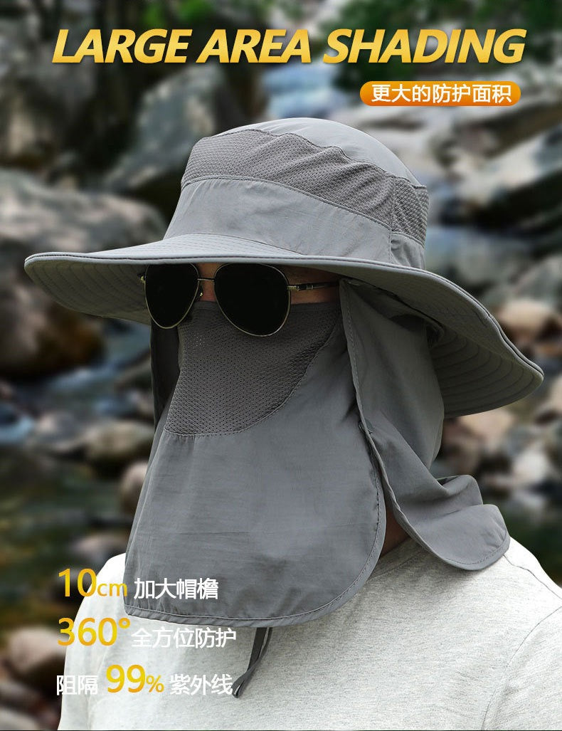 Home Prefer Outdoor UPF50+ Mesh Sun Hat Wide Brim Fishing Hat with Neck Flap Sun Hat for Men Women,Sky Blue