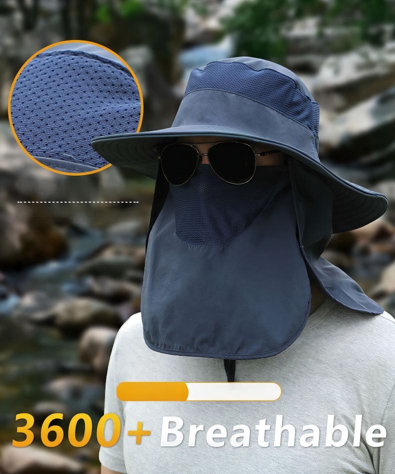 Home Prefer Outdoor UPF50+ Mesh Sun Hat Wide Brim Fishing Hat with Neck Flap Sun Hat for Men Women,Sky Blue