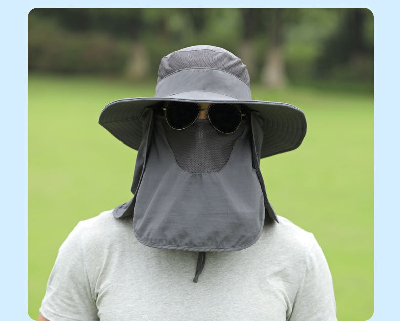 Home Prefer Outdoor UPF50+ Mesh Sun Hat Wide Brim Fishing Hat with Neck Flap Sun Hat for Men Women,Grey