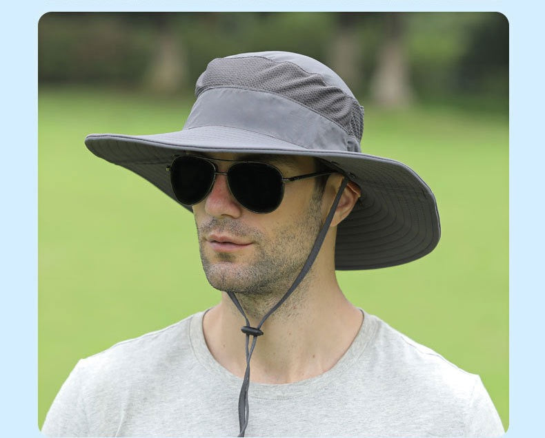 Home Prefer Outdoor UPF50+ Mesh Sun Hat Wide Brim Fishing Hat with Neck Flap Sun Hat for Men Women,Grey
