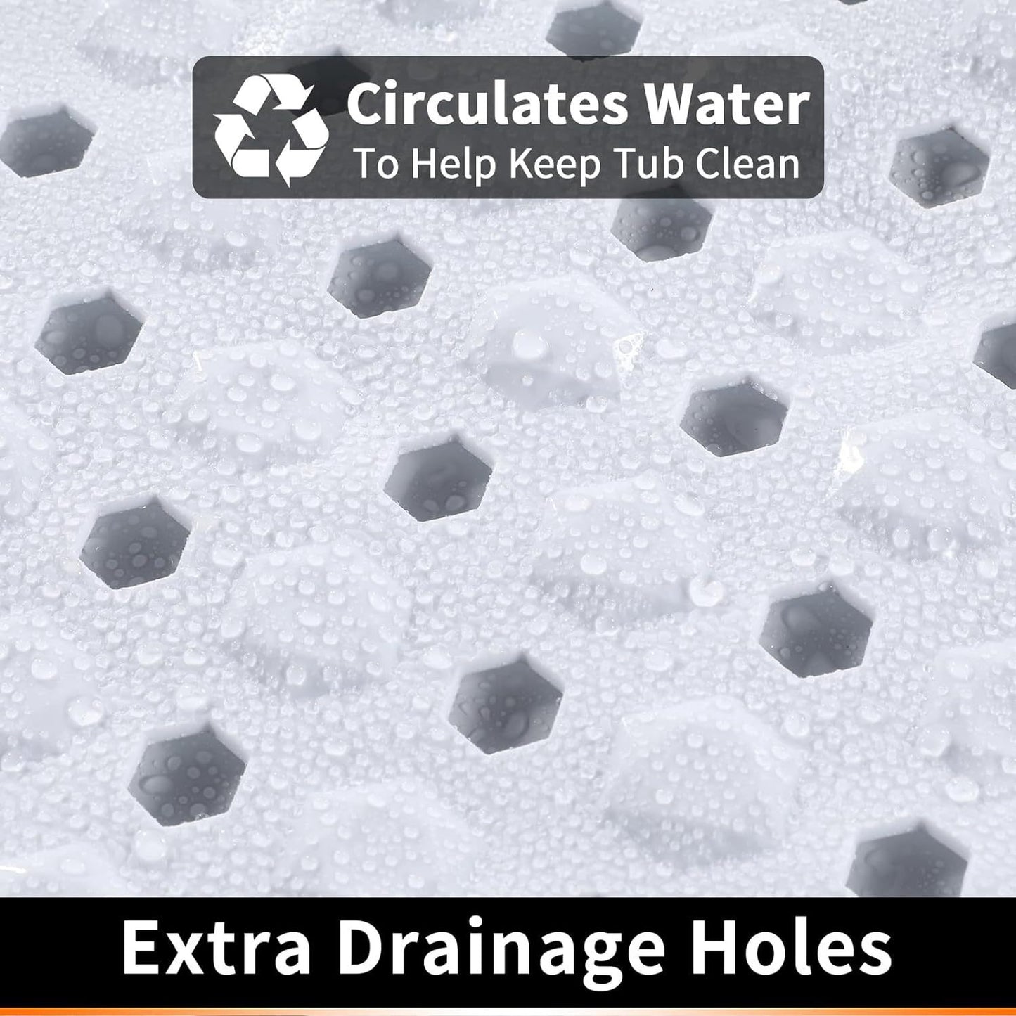 Bath Tub Shower Mat, Machine Washable Floor Liner Mats, Suction Cups and Drain Holes to Keep Tubs Clean, Soft on Feet, Bathroom Essentials,White