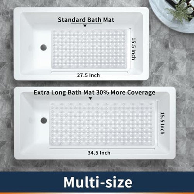 Bath Tub Shower Mat, Machine Washable Floor Liner Mats, Suction Cups and Drain Holes to Keep Tubs Clean, Soft on Feet, Bathroom Essentials,Clear