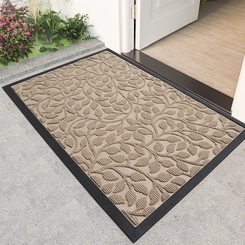 100% Waterproof All-Season Doormat, Natural Rubber, Stain and Fade Resistant, Low Profile Indoor Outdoor Door Mats, Easy Clean Patio Mat,Olive Tree Sand