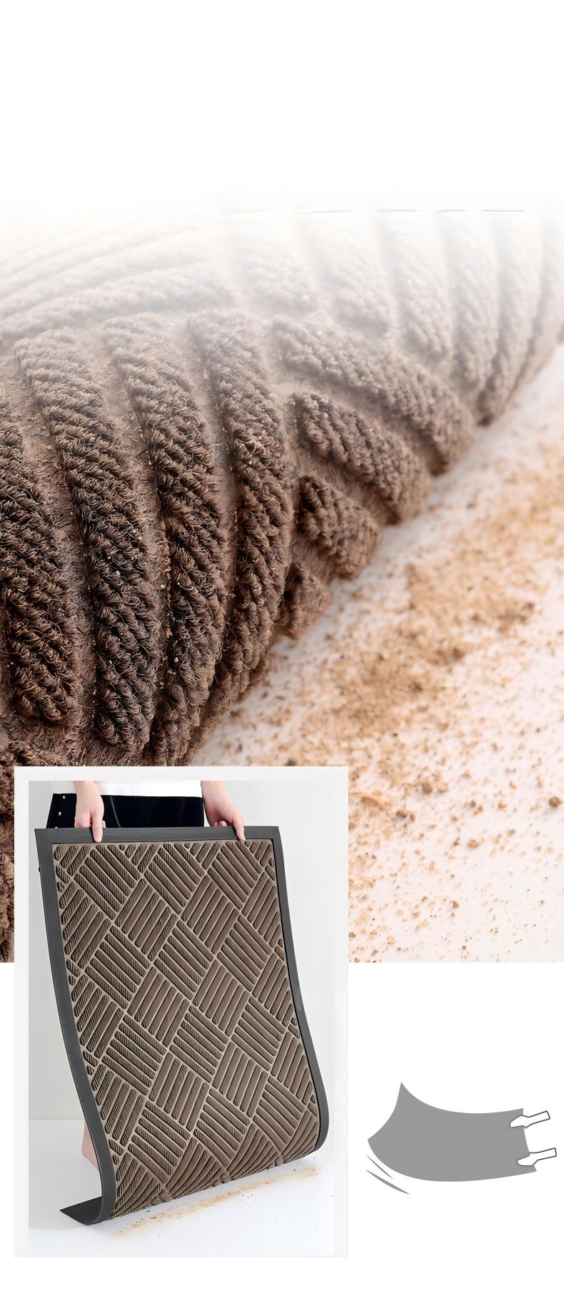 100% Waterproof All-Season Doormat, Natural Rubber, Stain and Fade Resistant, Low Profile Indoor Outdoor Door Mats, Easy Clean Patio Mat,Diamond Brown