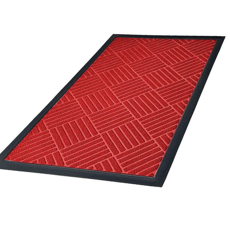 100% Waterproof All-Season Doormat, Natural Rubber, Stain and Fade Resistant, Low Profile Indoor Outdoor Door Mats, Easy Clean Patio Mat,Diamond Red