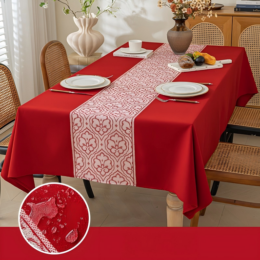 Tablecloths, Waterproof Table Cloth, Linens Wrinkle Free Anti-Fading, Rustic Table Cover Decoration for Kitchen Dinning Christmas,Red