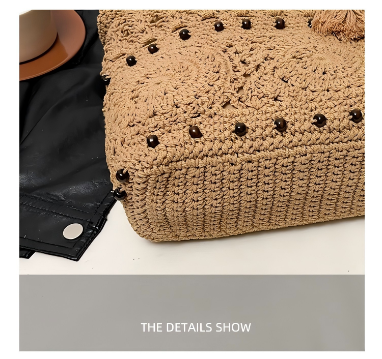The Hobo Bag - Hand Crochet Large Women's Purse for Everyday & Travel - Durable Handbag & Tote With Zipper Pocket,Khaki