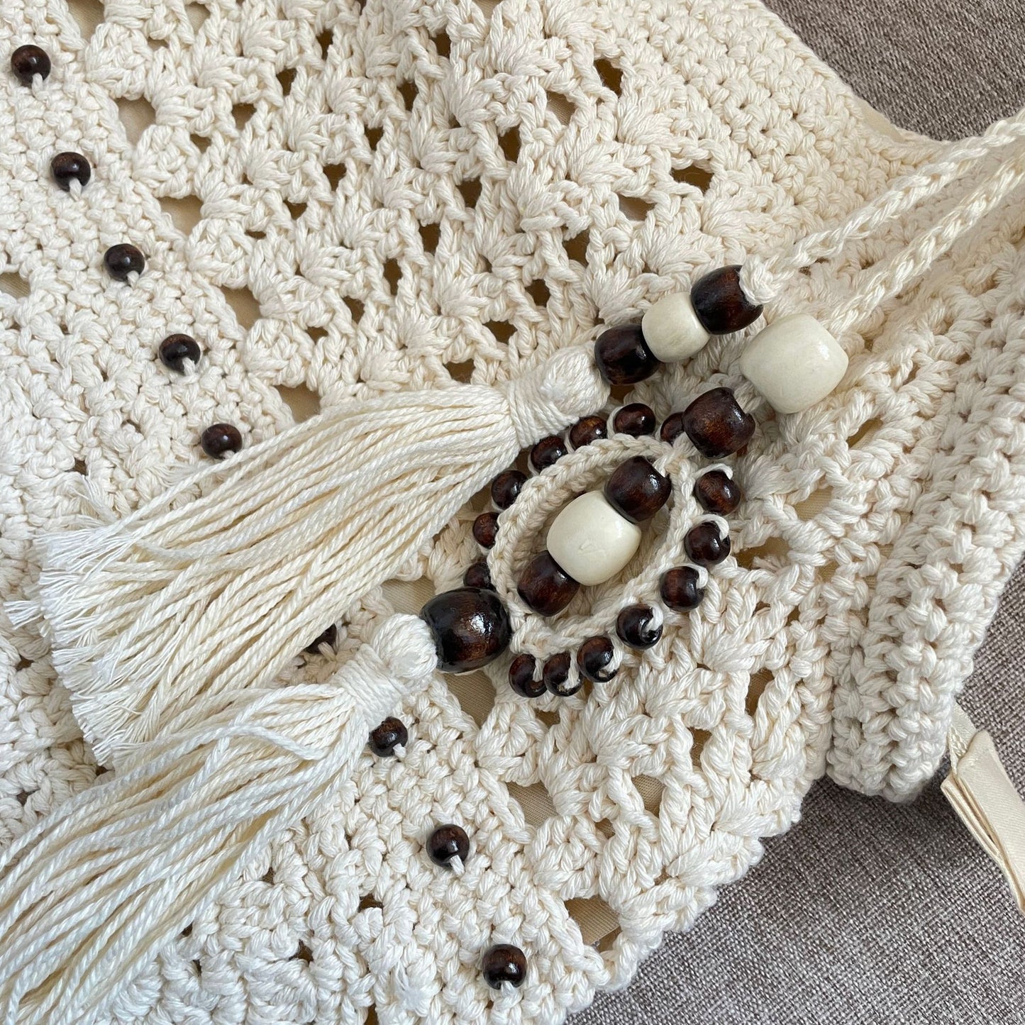 The Hobo Bag - Hand Crochet Large Women's Purse for Everyday & Travel - Durable Handbag & Tote With Zipper Pocket,Beige