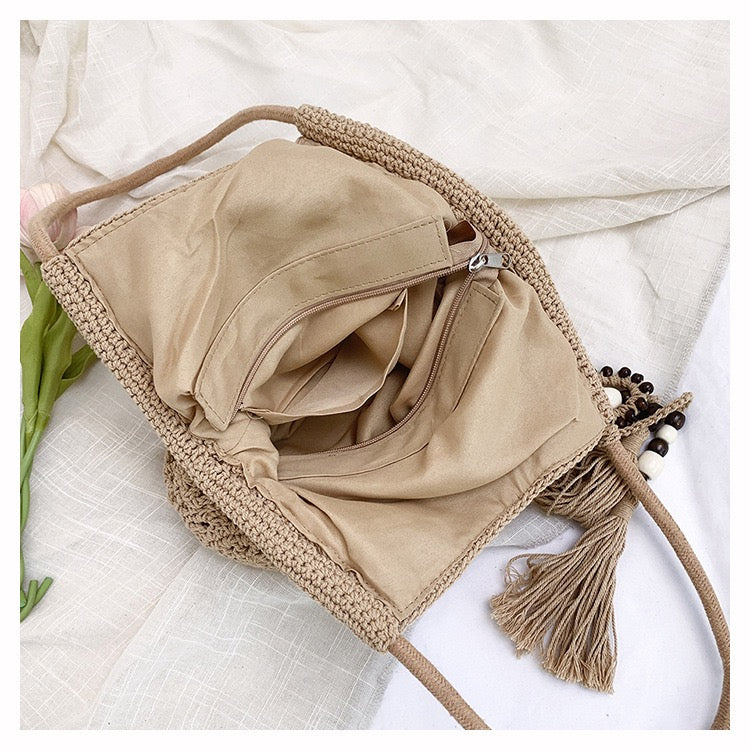 The Hobo Bag - Hand Crochet Large Women's Purse for Everyday & Travel - Durable Handbag & Tote With Zipper Pocket,Khaki