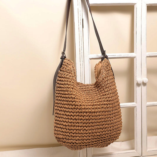 The Hobo Bag - Hand Crochet Large Women's Purse for Everyday & Travel - Durable Handbag & Tote With Magnetic Buckle,Environment Protection,Khaki