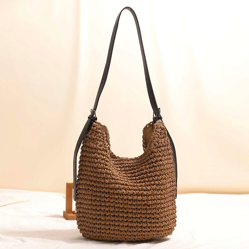 The Hobo Bag - Hand Crochet Large Women's Purse for Everyday & Travel - Durable Handbag & Tote With Magnetic Buckle,Environment Protection,Khaki
