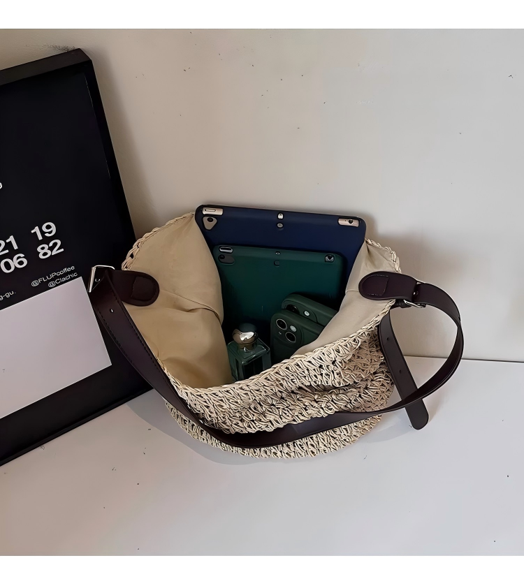 The Hobo Bag - Hand Crochet Large Women's Purse for Everyday & Travel - Durable Handbag & Tote With Magnetic Buckle,Environment Protection,Khaki