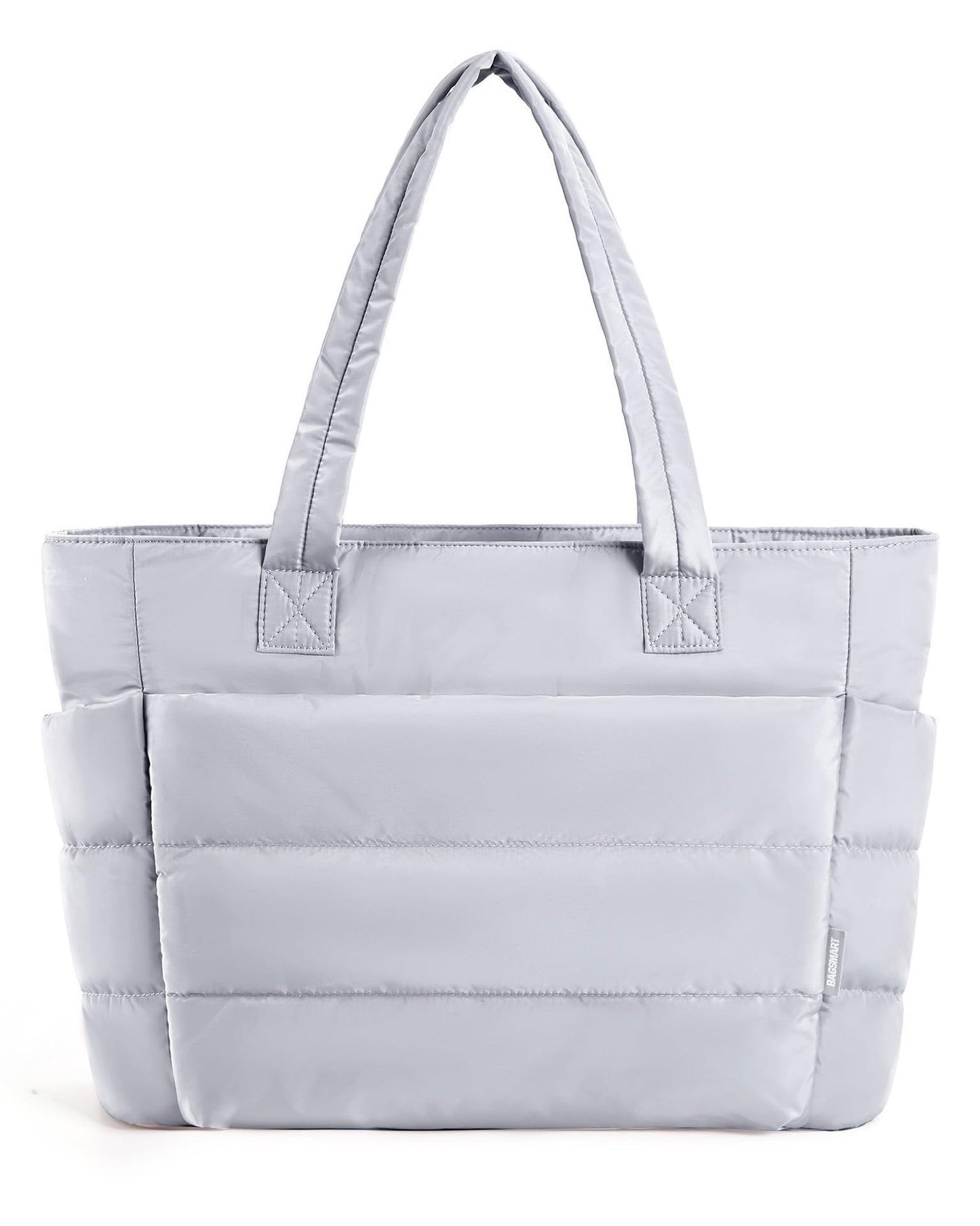Tote Bag for Women, Lightweight Puffy Tote Bag with Compartments Shoulder Bag Handbag for Travel, Work, Gym | Lightweight, Puffy, Quilted,Light Grey