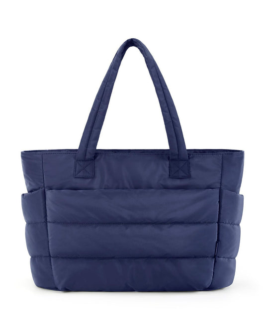 Tote Bag for Women, Lightweight Puffy Tote Bag with Compartments Shoulder Bag Handbag for Travel, Work, Gym | Lightweight, Puffy, Quilted,Navy