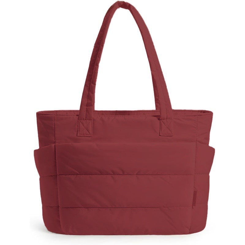 Tote Bag for Women, Lightweight Puffy Tote Bag with Compartments Shoulder Bag Handbag for Travel, Work, Gym | Lightweight, Puffy, Quilted,Burgundy