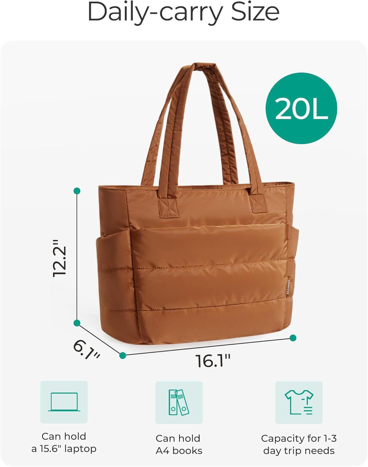 Tote Bag for Women, Lightweight Puffy Tote Bag with Compartments Shoulder Bag Handbag for Travel, Work, Gym | Lightweight, Puffy, Quilted (Copy)