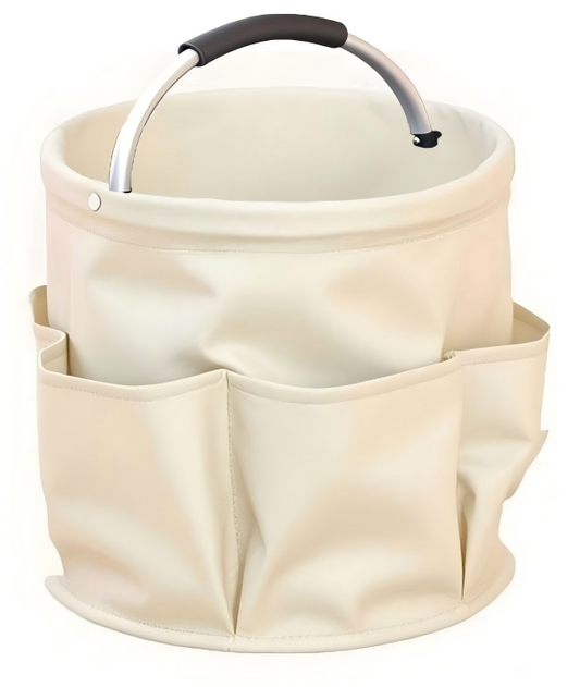 Collapsible Basket with Handles: Portable Picnic, Beach, Garden Harvest,Market Shopping Basket, Home Storage, Bathroom Organizer,Beige
