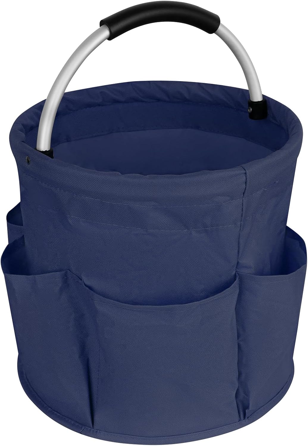 Collapsible Basket with Handles: Portable Picnic, Beach, Garden Harvest,Market Shopping Basket, Home Storage, Bathroom Organizer,Navy