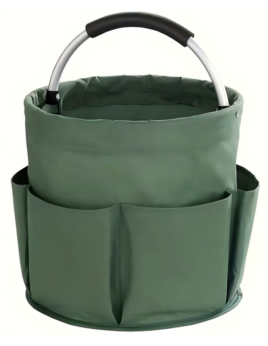 Collapsible Basket with Handles: Portable Picnic, Beach, Garden Harvest,Market Shopping Basket, Home Storage, Bathroom Organizer,Green