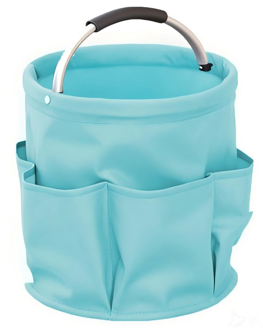 Collapsible Basket with Handles: Portable Picnic, Beach, Garden Harvest,Market Shopping Basket, Home Storage, Bathroom Organizer,Skyblue
