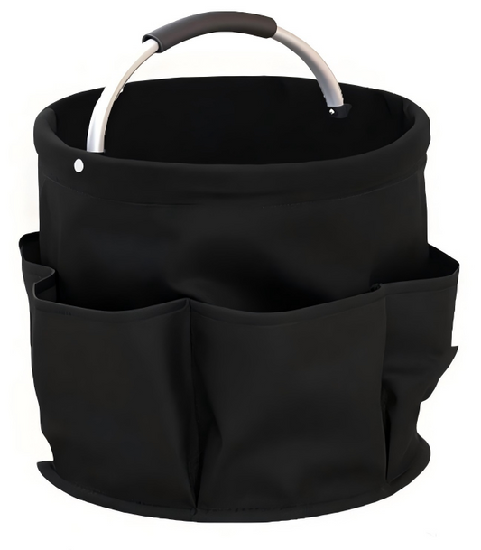 Collapsible Basket with Handles: Portable Picnic, Beach, Garden Harvest,Market Shopping Basket, Home Storage, Bathroom Organizer,Black