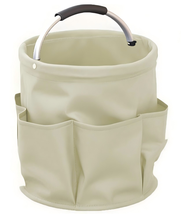 Collapsible Basket with Handles: Portable Picnic, Beach, Garden Harvest,Market Shopping Basket, Home Storage, Bathroom Organizer,Almond