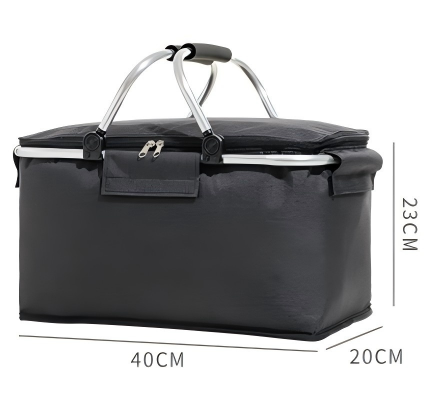 Picnic Basket Included 18L Insulated Cooler, Thickening Foldable Picnic Basket with Removable Baskets & Sewn-in Frame(Navy)