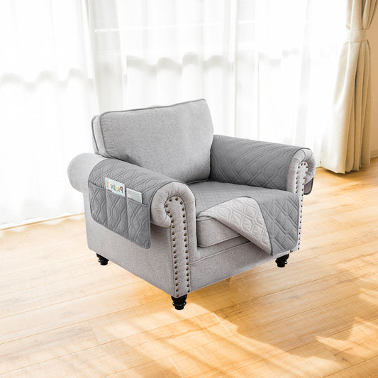 Recliner Sofa Cover Backless  for 1/2/3 Seater with Pocket, Slipcovers Reversible Washable Elastic Adjustable Strap for home,Dove