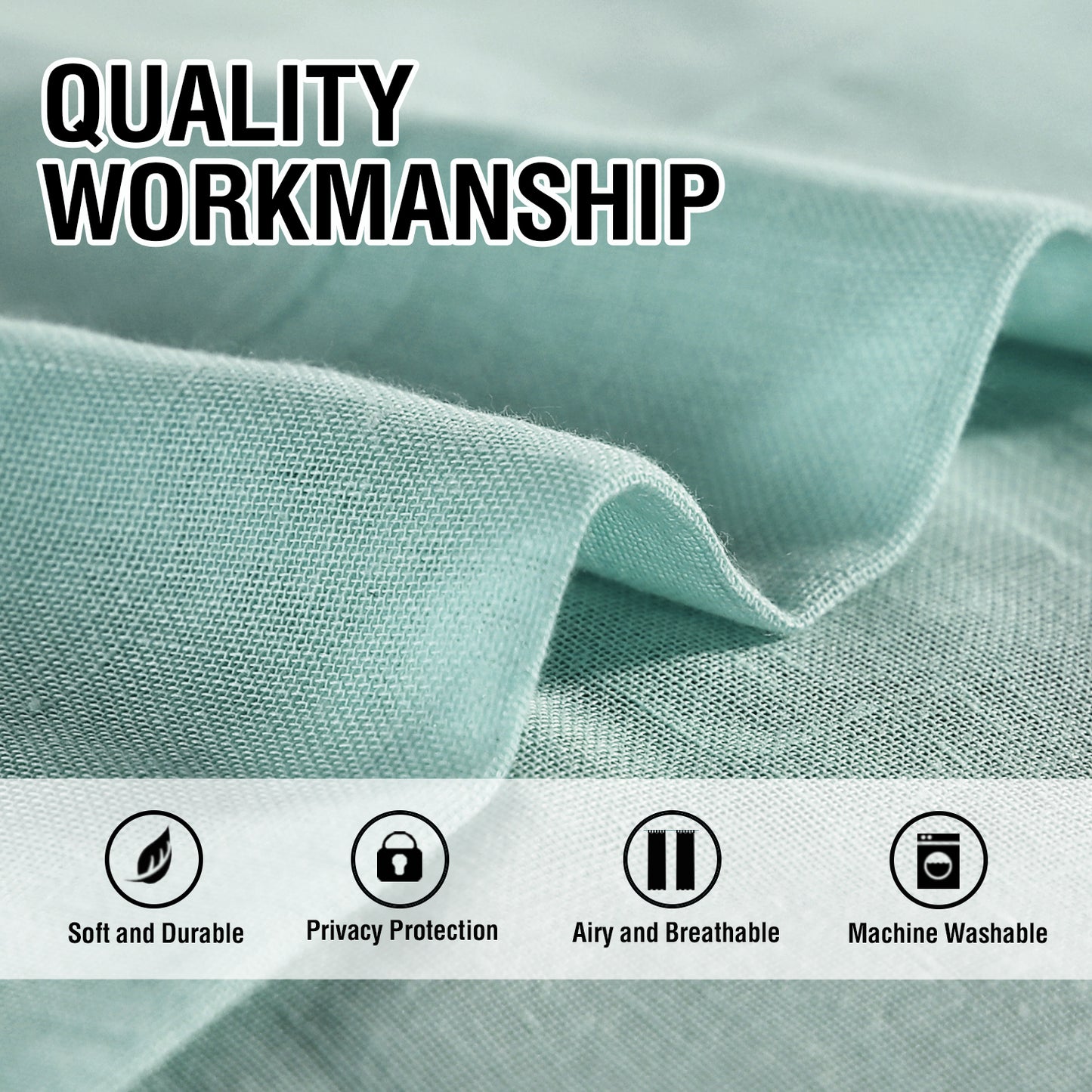 Natural Linen Sheer Curtains 2 Panels, Tab Top Semitransparent Semi-Sheer Soft Comfort Privacy Drapes,Sage
