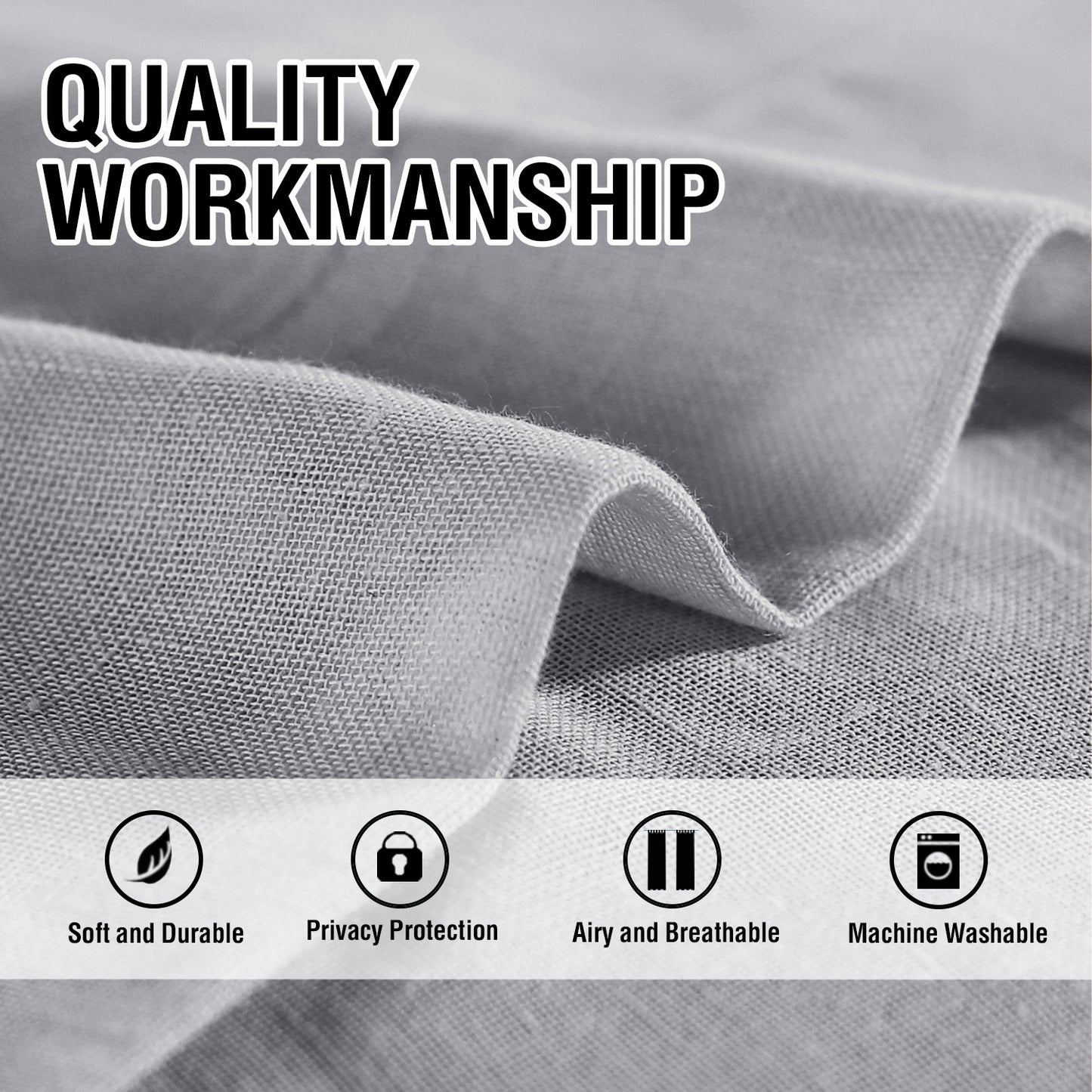 Natural Linen Sheer Curtains 2 Panels, Tab Top Semitransparent Semi-Sheer Soft Comfort Privacy Drapes,Grey