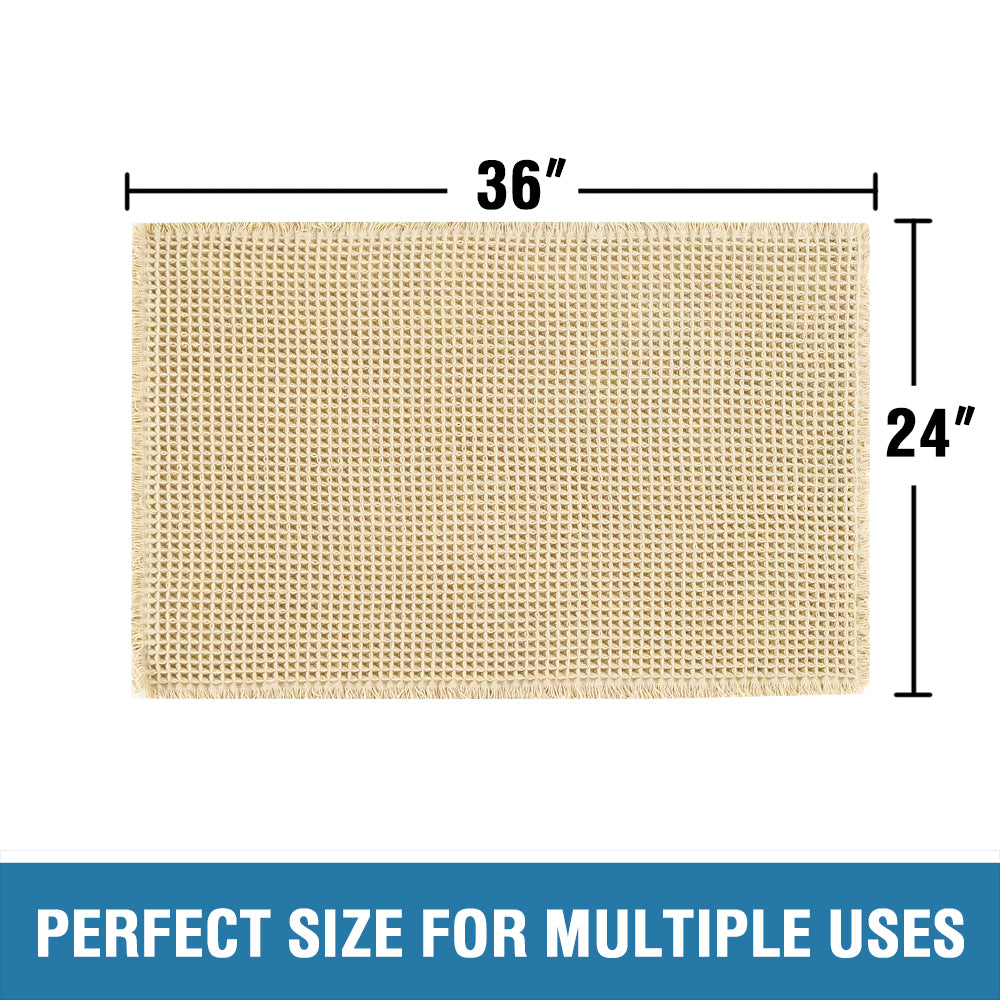 Waffle Bath Mat, Super Absorbent Non Slip Bath Mats for Bathroom Floor, Machine Washable Bathroom Rugs with Tassels,Ultra Soft,Yellow