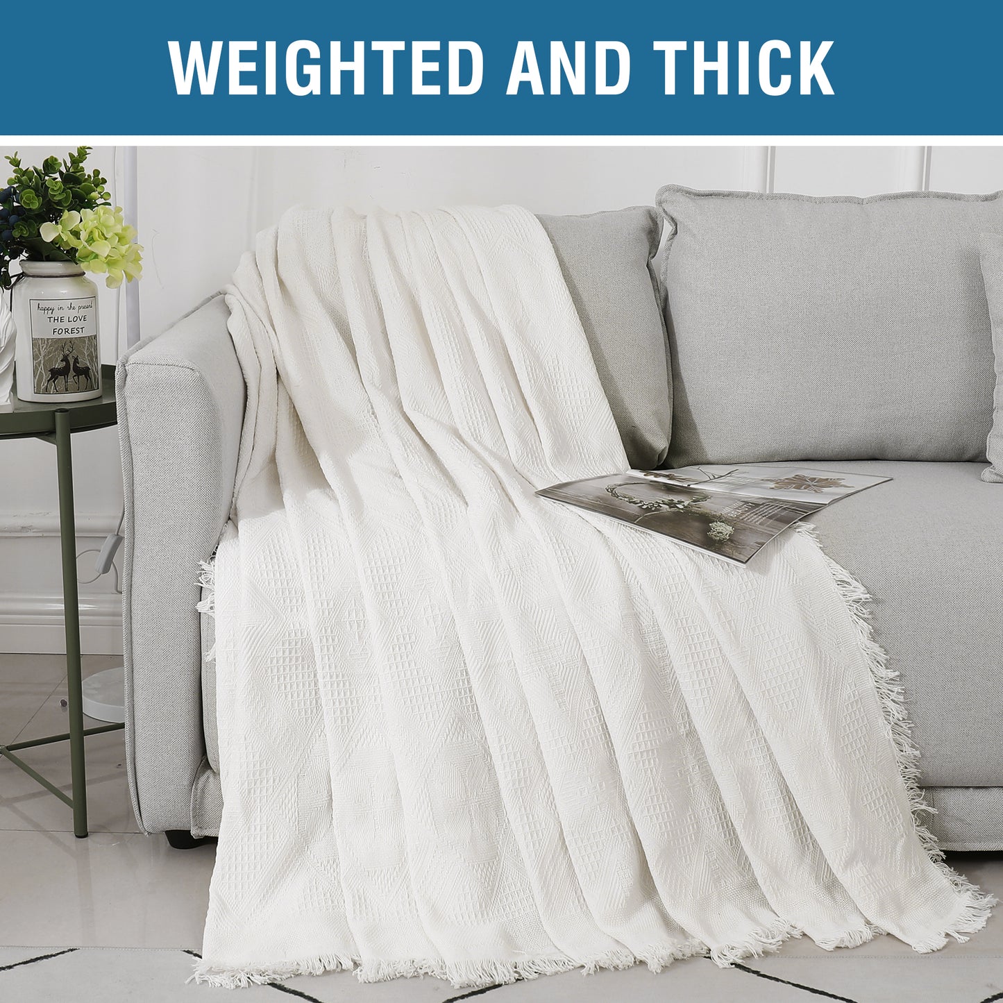 Sofa Cover, Couch Slipcovers for 1/2/3/4 Seater, White