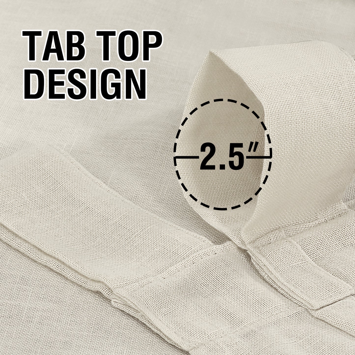 Natural Linen Sheer Curtains 2 Panels, Tab Top Semitransparent Semi-Sheer Soft Comfort Privacy Drapes,Ivory