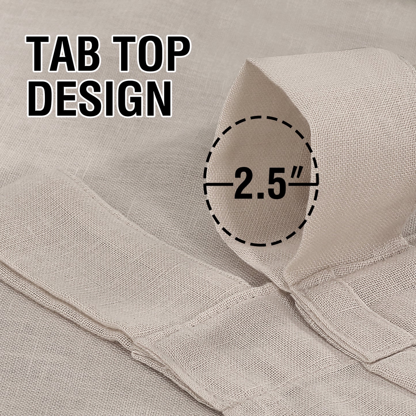 Natural Linen Sheer Curtains 2 Panels, Tab Top Semitransparent Semi-Sheer Soft Comfort Privacy Drapes,Linen