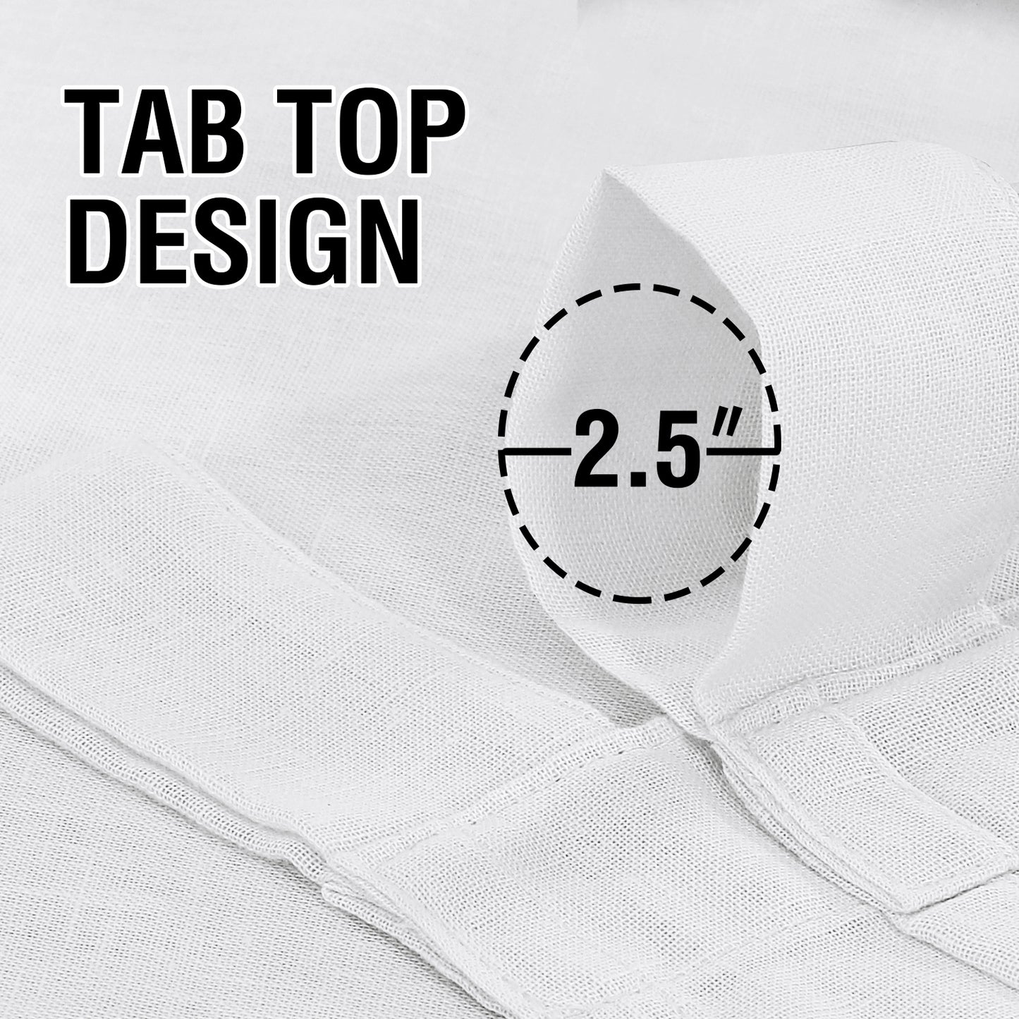 Natural Linen Sheer Curtains 2 Panels, Tab Top Semitransparent Semi-Sheer Soft Comfort Privacy Drapes,White