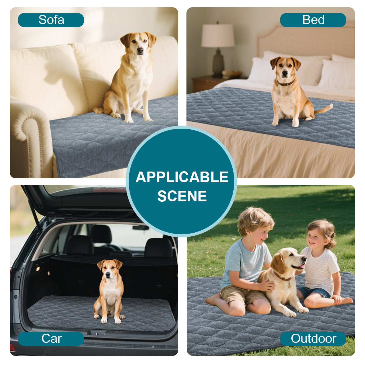 Couch Cover Chenille Pet Fuzzy Sofa Covers for Cushion Couch Anti Slip Washable with Strap Soft Couch Protector Cover for Dogs Cats Kids,Greyblue