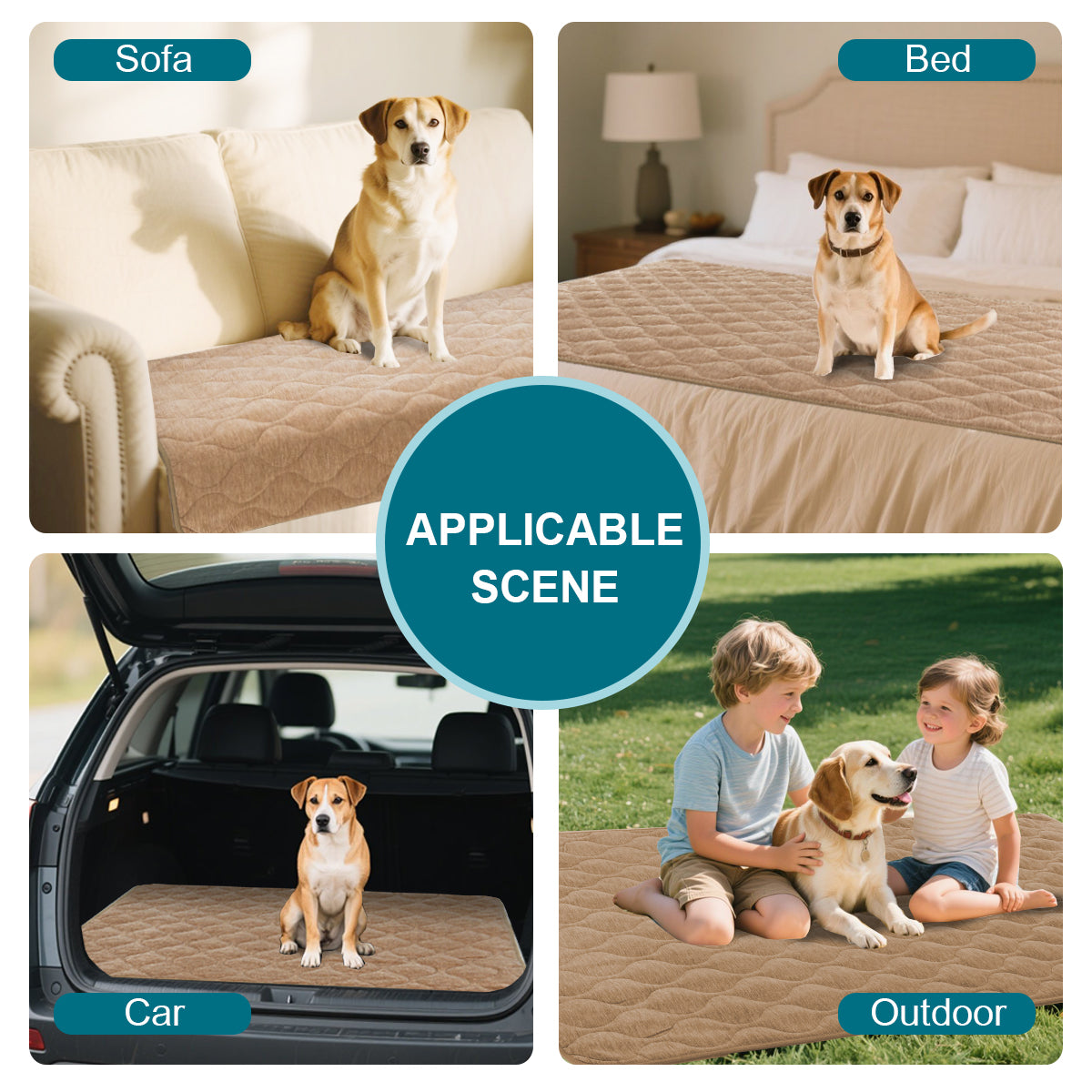 Couch Cover Chenille Pet Fuzzy Sofa Covers for Cushion Couch Anti Slip Washable with Strap Soft Couch Protector Cover for Dogs Cats Kids,Khaki
