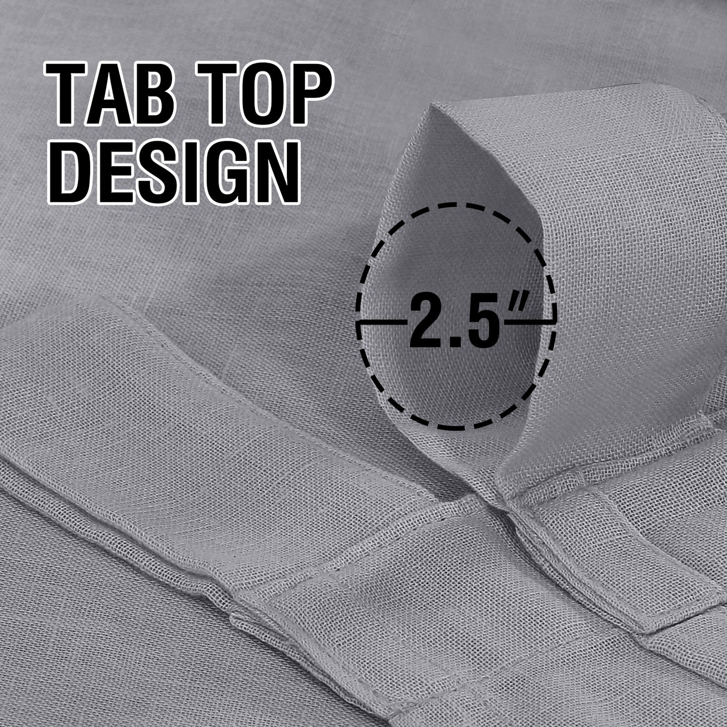 Natural Linen Sheer Curtains 2 Panels, Tab Top Semitransparent Semi-Sheer Soft Comfort Privacy Drapes,Grey
